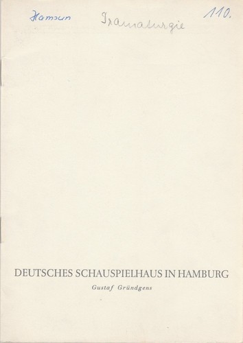 Programmheft kurt hamsun vom - programmheft,